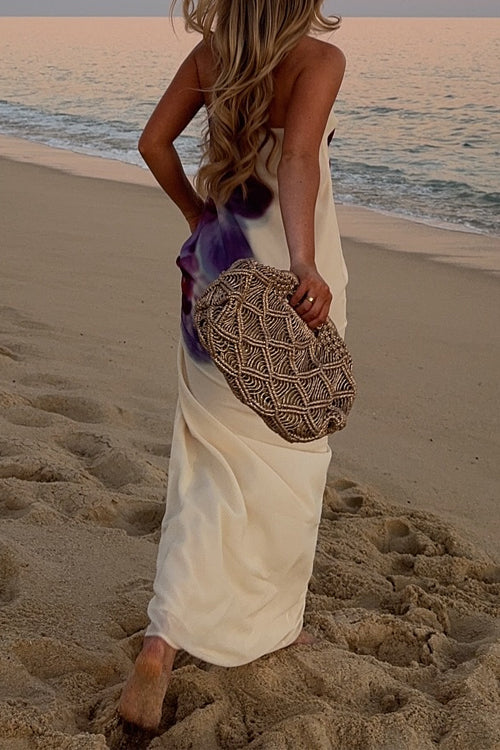 Moxidress Strapless Print Maxi Dress