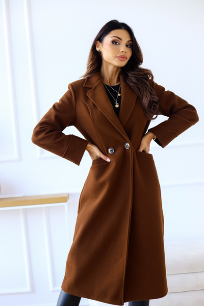 Wool Blend Double Breasted Lapel Overcoat