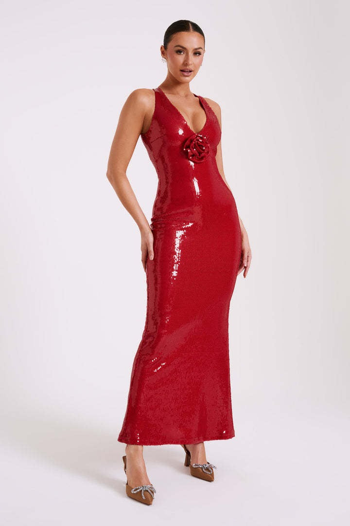 Backless Sequin Maxi Dress