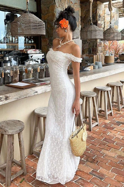 Lace Sleeveless Spaghetti Strap Slim Maxi Dress