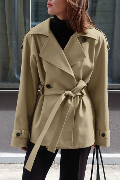 Loose Notch Collar Waist-tied Designers Trench Coat