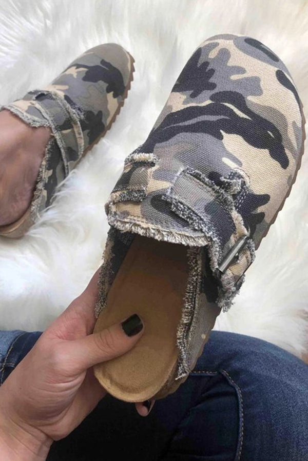 Fashionable Printed Raw Edge Flat Shoes
