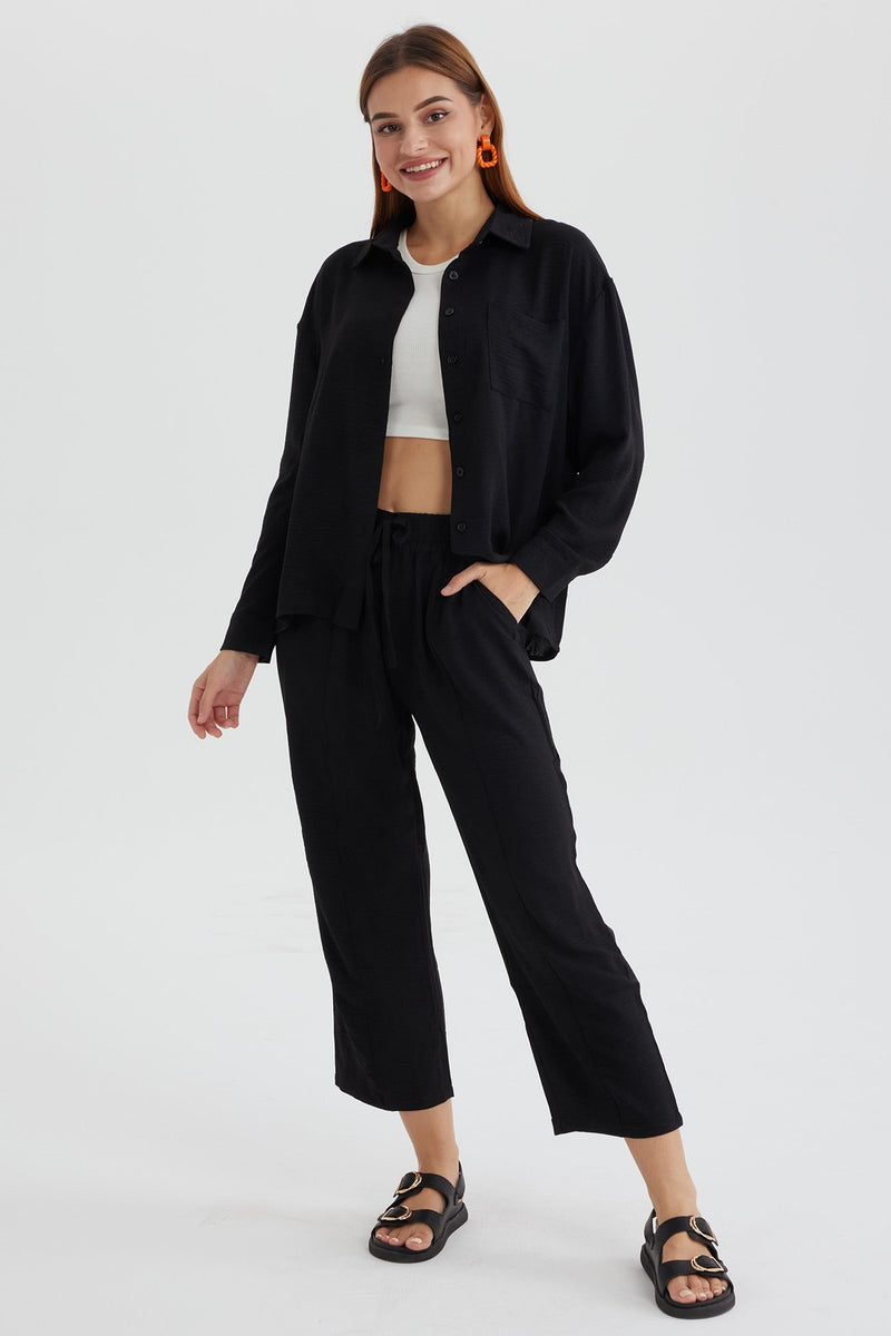 Long Sleeve Color Shirt Long Pants Set