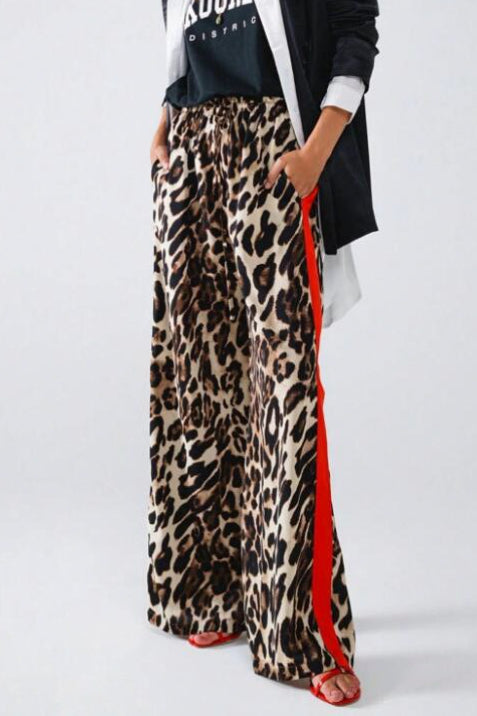 Leopard Print Relaxed Wide Leg Pants