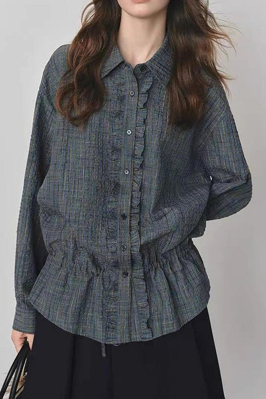 Textured Plaid Blouse