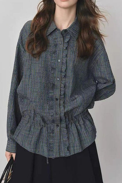 Textured Plaid Blouse