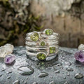 Vintage Green Glass Layered Silver Ring