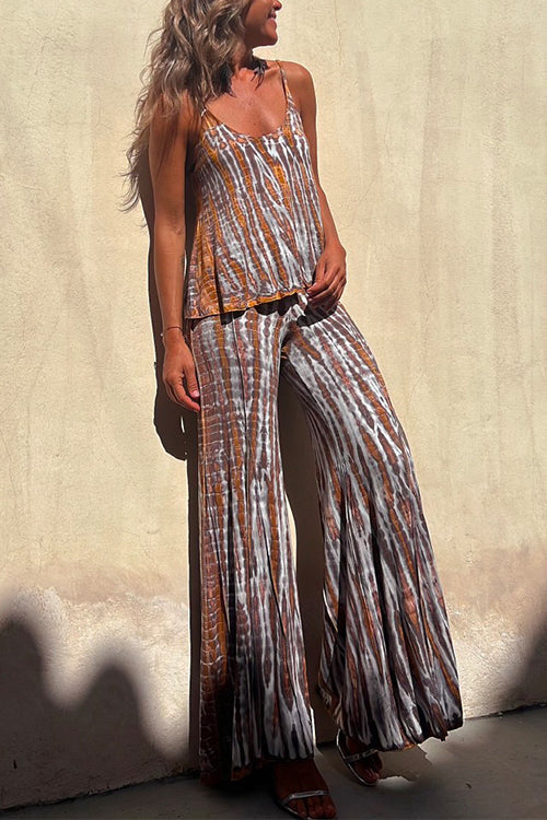 Moxidress Tie Dye Cami Top and Bell Bottoms Pants Set