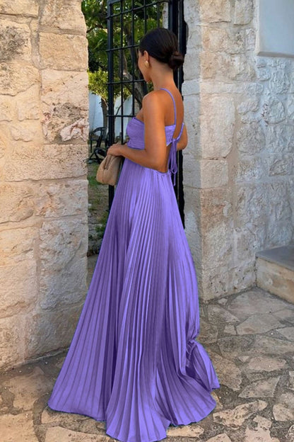 Halterneck Cutout Pleated Maxi Dress