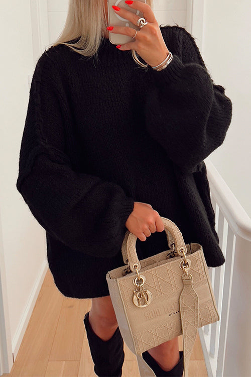 Moxidress Drop Shoulder Plain Pullover Sweater