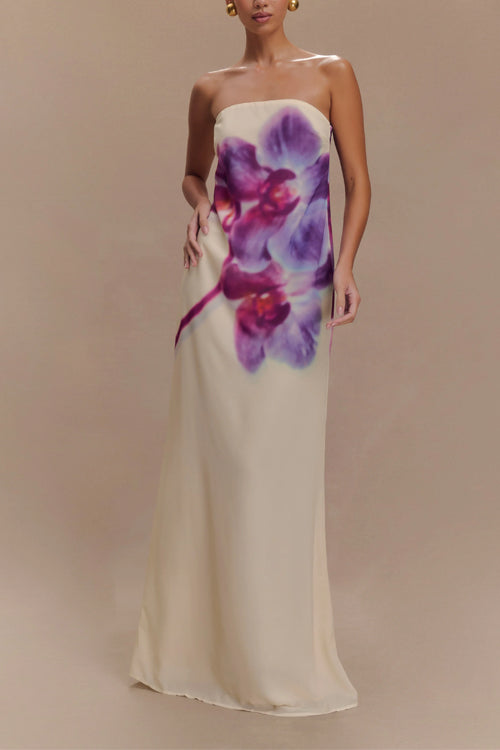 Moxidress Strapless Print Maxi Dress