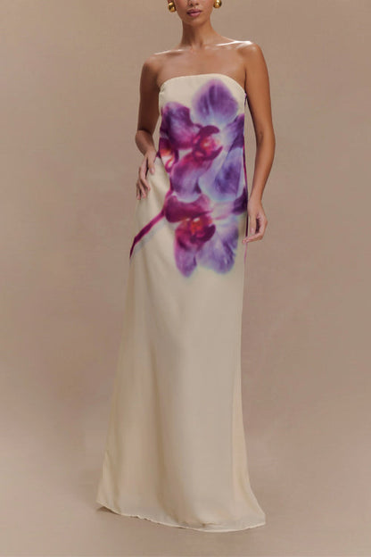 Strapless Print Maxi Dress