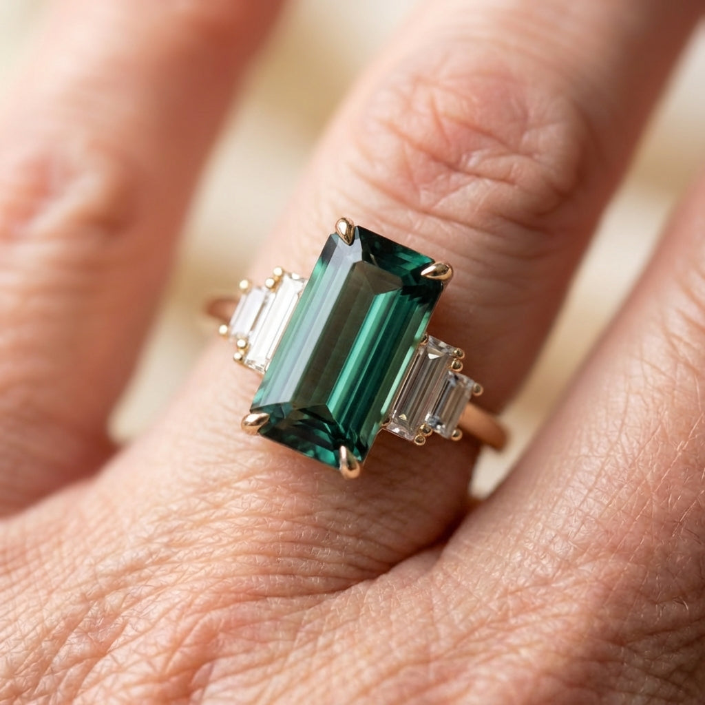 Vintage Turquoise Cubic Glass Ring
