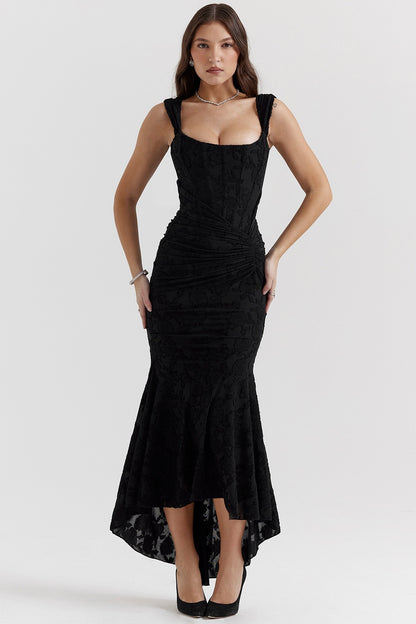 Rose Black Maxi Dress