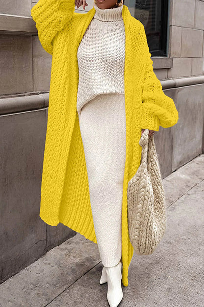 Embrace the Cold Color Long Sleeve Knitted Loose Maxi Cardigan