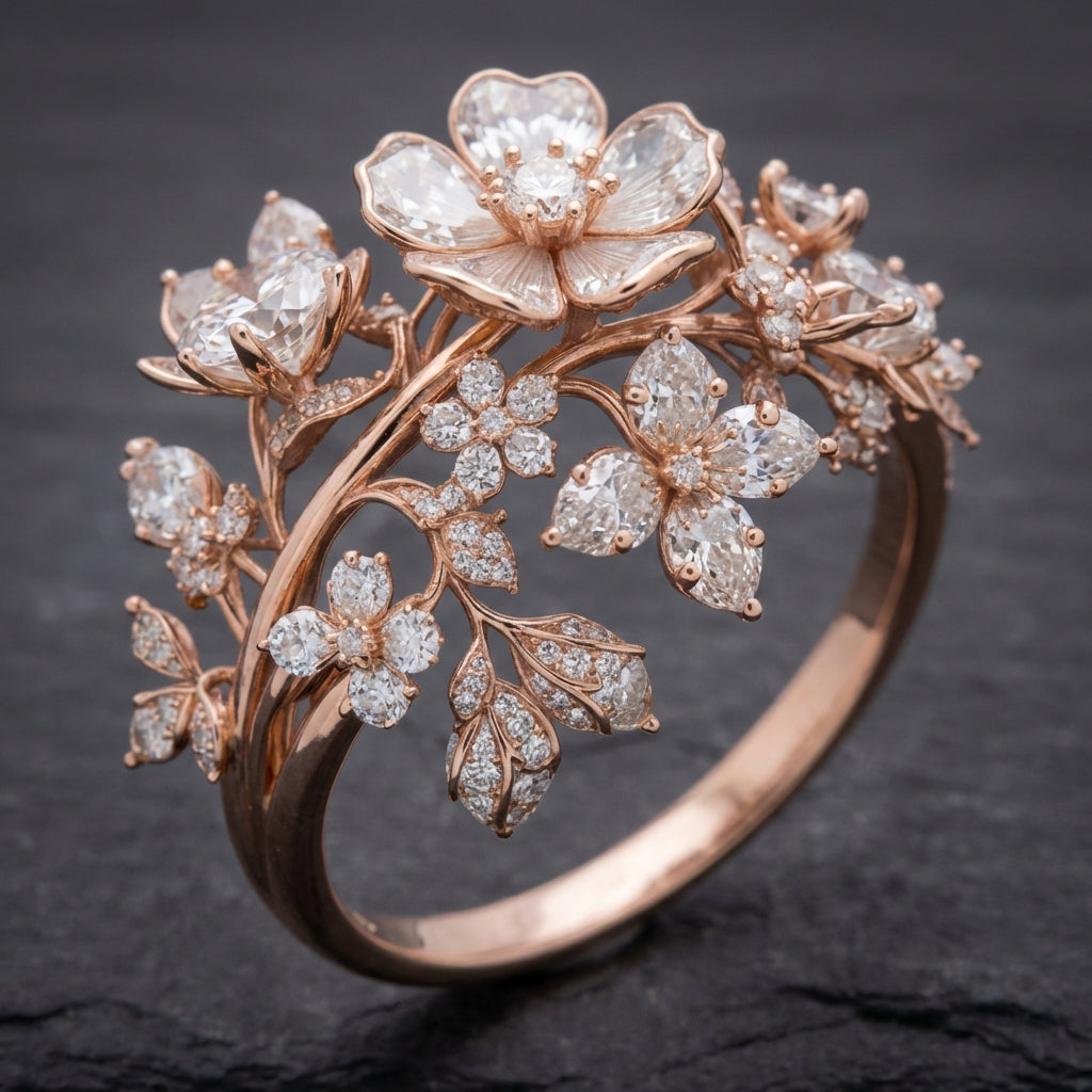 Bright Crystal Blossom Ring