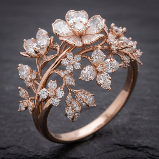 Bright Crystal Blossom Ring