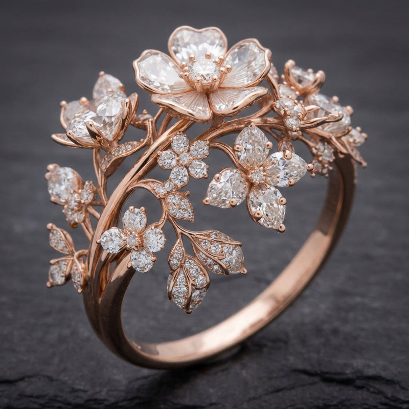 Bright Crystal Blossom Ring