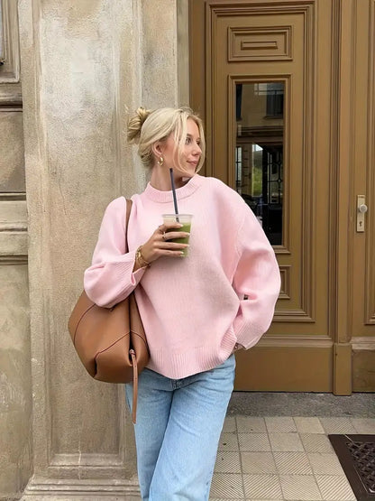 Sweet Crew Neck Pullover Sweater