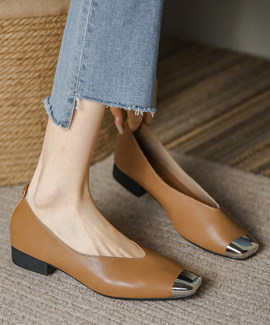 Brown Flat Feet Shoes Sheepskin Comfortable Splicing
