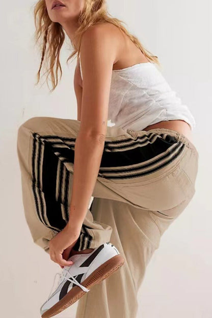 Side Stripe Airy Wide Leg Sweat Pants