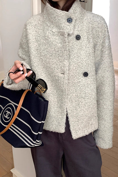 Wool Sweet Loose Snap Coat