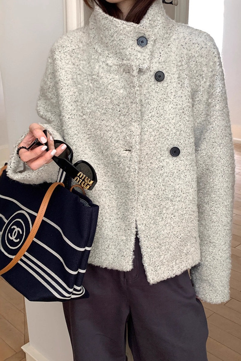 Wool Sweet Loose Snap Coat