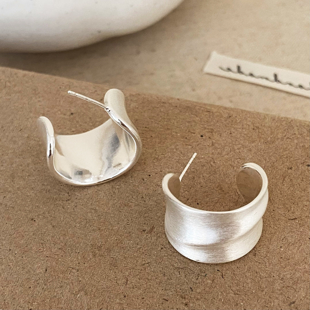 Modern Silver Cuff Earrings