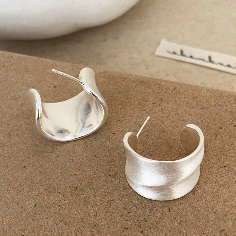 Modern Silver Cuff Earrings