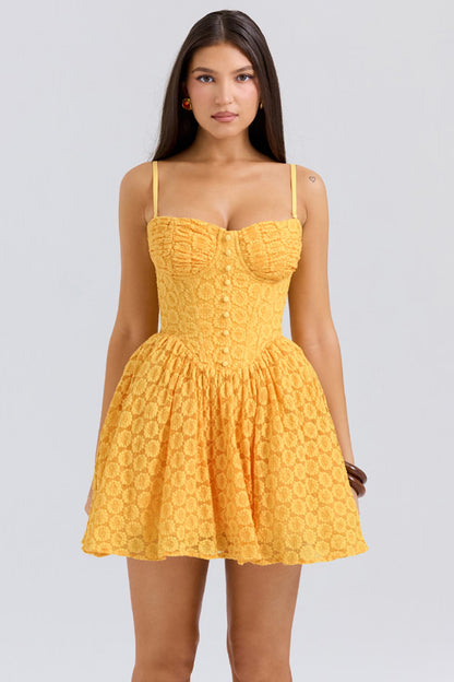 Apricot Lace Corset Mini Dress