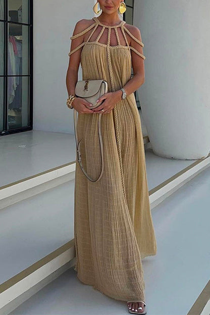 Halter Cut Out Backless Beach Cover Up Maxi Dress