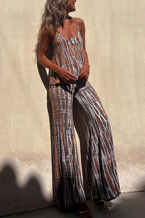 Moxidress Tie Dye Cami Top and Bell Bottoms Pants Set