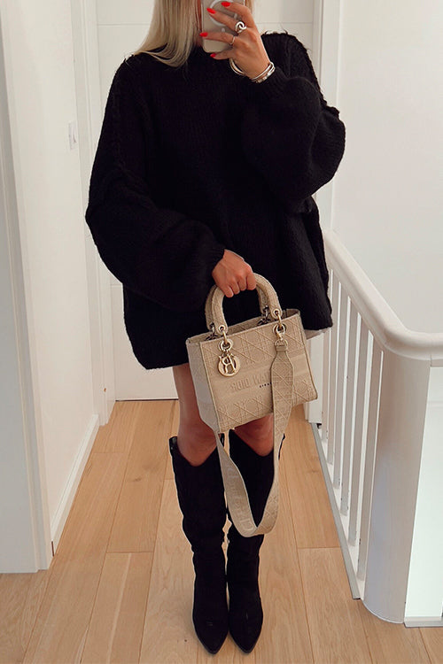 Moxidress Drop Shoulder Plain Pullover Sweater