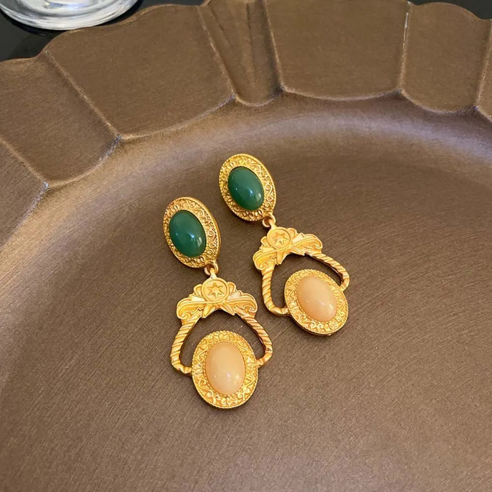 Vintage Jade Drop Earrings