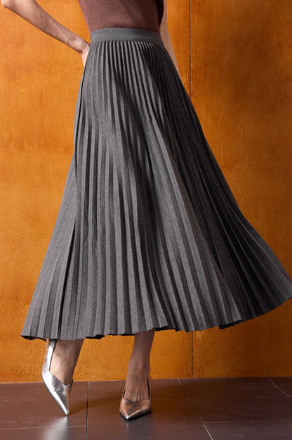 High-waist Knit Pleated Midi Skirt