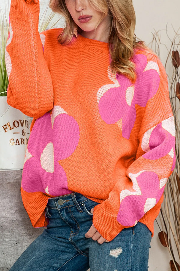 Pink & Orange Cable Knitted Sweater