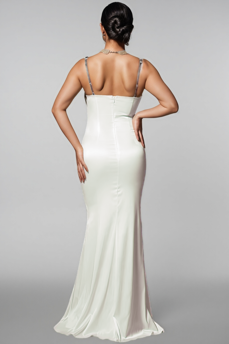 Quentin Plunge Neck Satin Maxi Dress