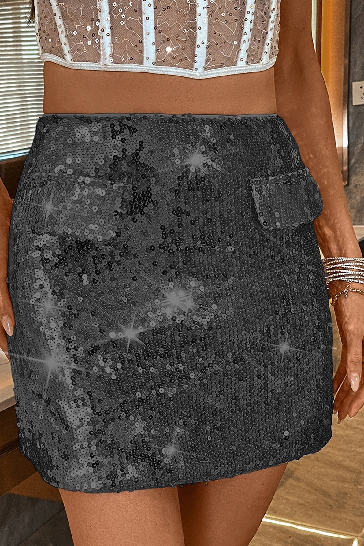 Sequin Bodycon Mini Skirt
