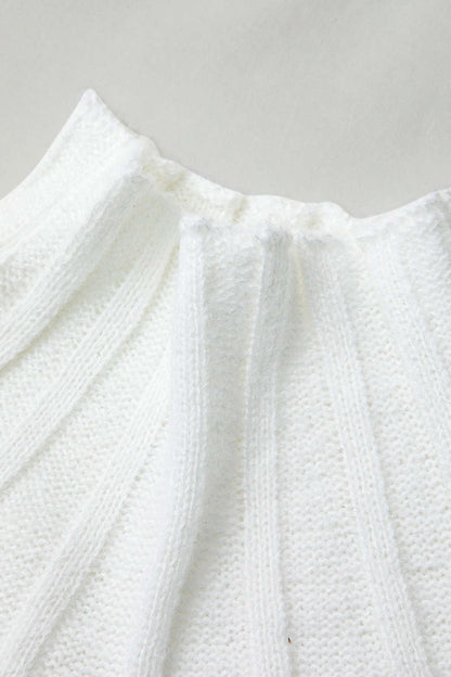 Color Mock Neck Textured Batwing Sleeve Sweater