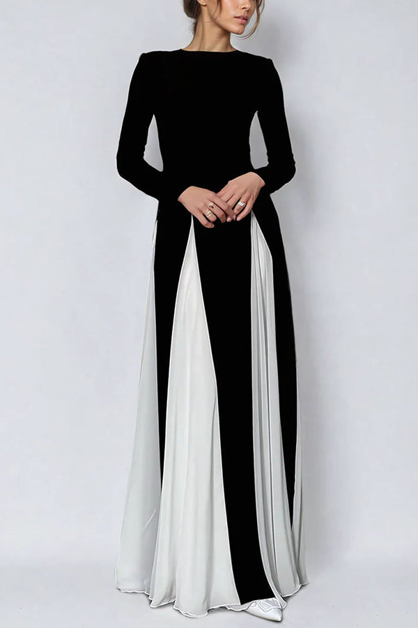 Getting Glam and Panelled Tulle Long Sleeve A-line Maxi Dress