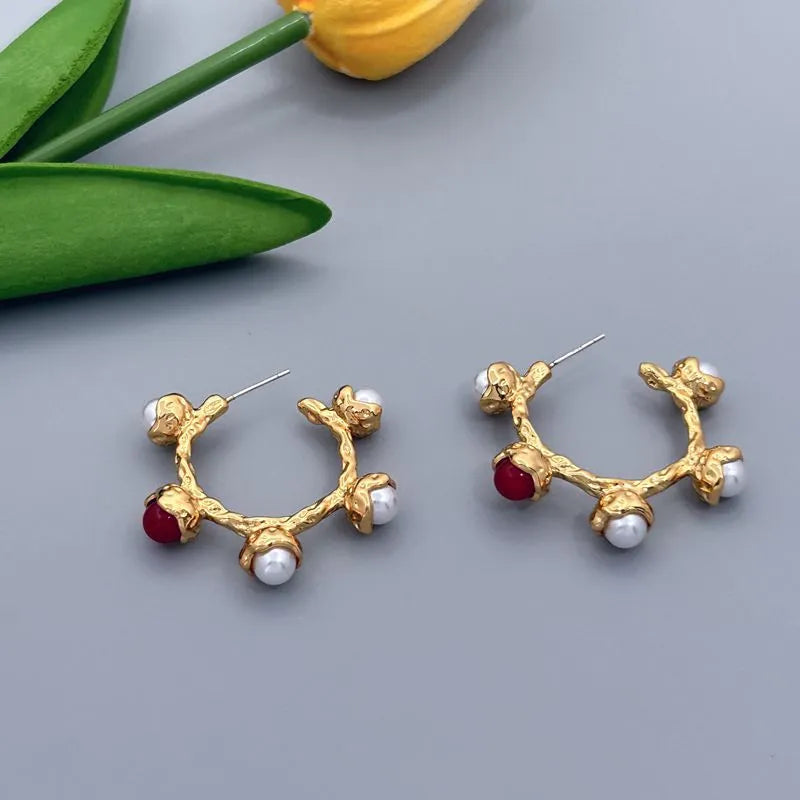 Vintage Gold Pearl Earrings