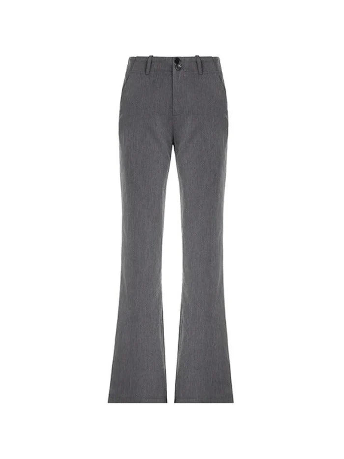Gray Versatile Low Rise Tailored Pants