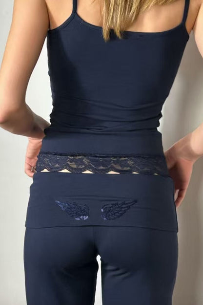 Wing Sequin Embroidered Pants