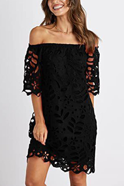Strapless One-shoulder Hollow Dress Ins Party Dress Skirt