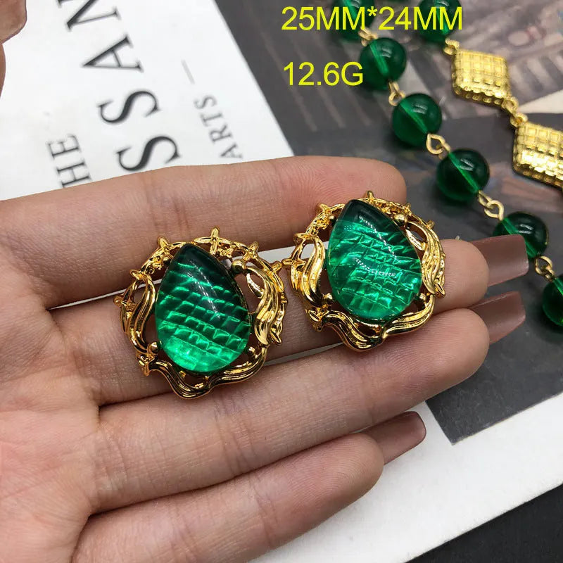 Vintage Green Emerald Earrings