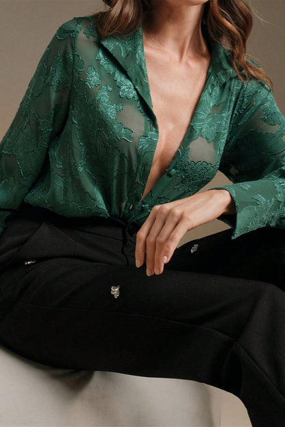 Jacquard Turtleneck Blouse