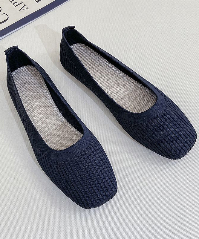 Yellow Knit Cotton Fabric Flat Feet Shoes for