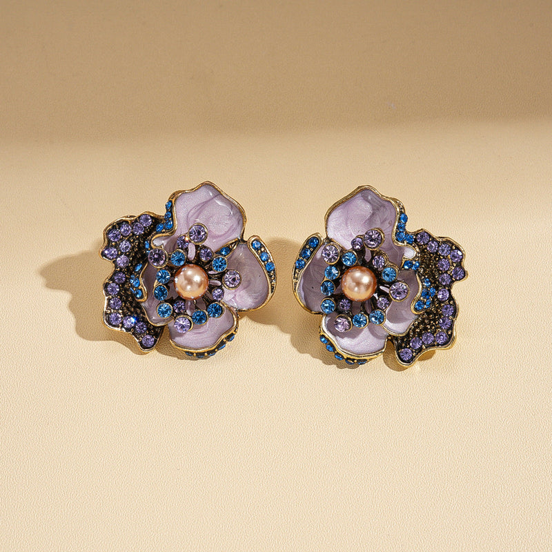 Vintage Amethyst Flower Earrings