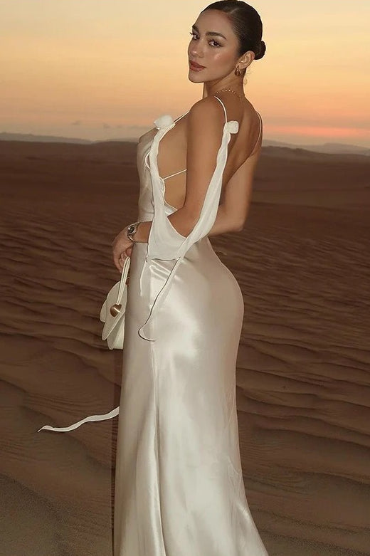 Satin Backless Maxi Dress