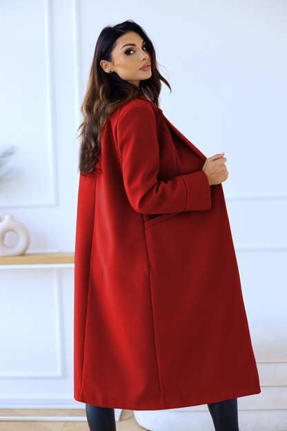 Wool Blend Double Breasted Lapel Overcoat